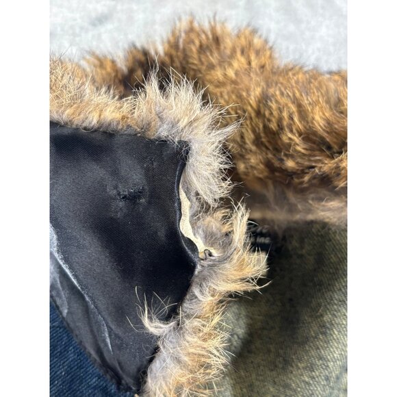 Vintage Cejon Vest Women's Large blue Denim Vest With Rabbit Fur Trim & Collar - Picture 11 of 11